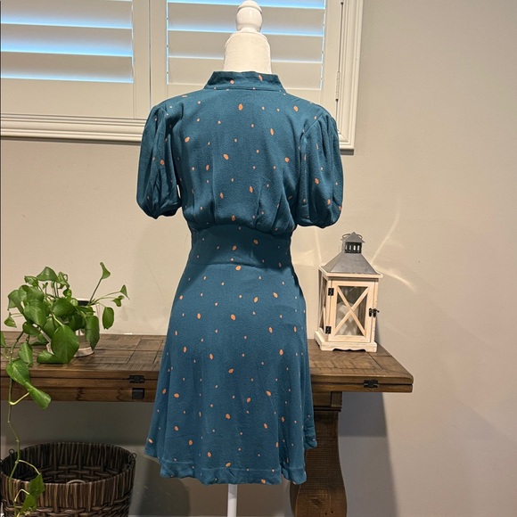 Free People Teal Backless Dress with Dots - Picture 3 of 11